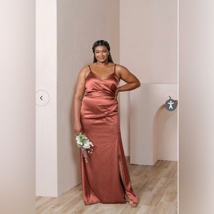 Revelry Rory Satin Bridesmaid Dress in Cinnamon Rose!